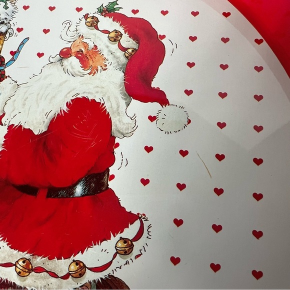 Vintage 1992-Christmas-Round Santa Carousel Tin Tray-Giordano Art Ltd. - Picture 7 of 10